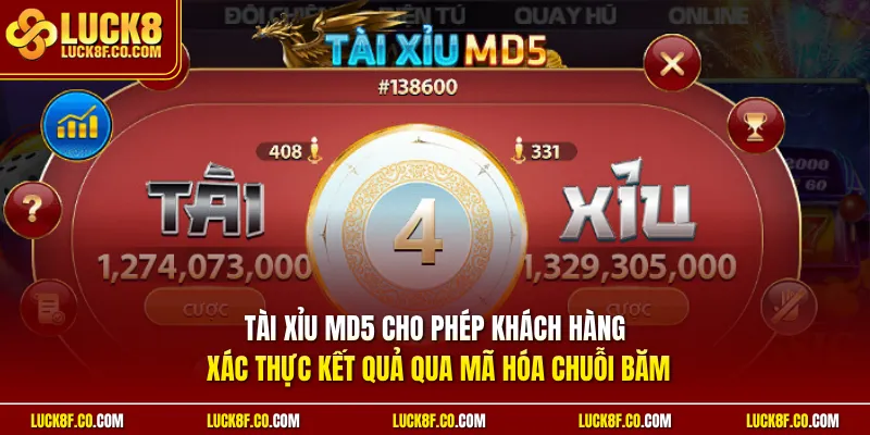 Tài xỉu MD5 cho phép khách hàng xác thực kết quả qua mã hóa chuỗi băm